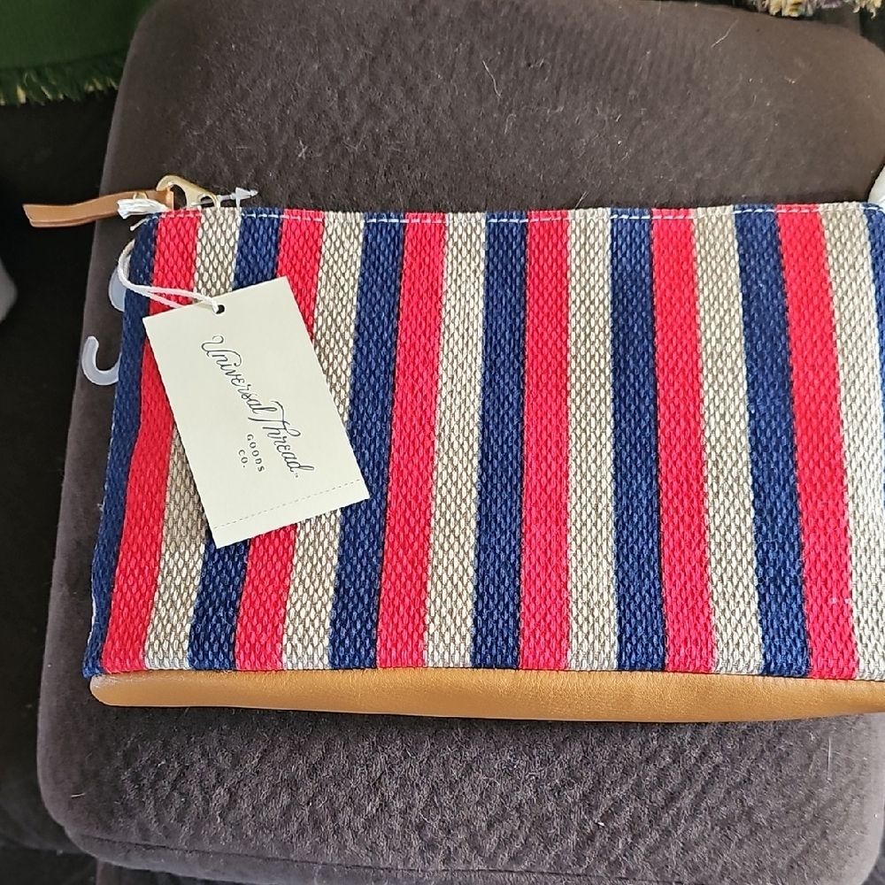 Univerdal Thread Womens Striped Clutch with Leather Accent